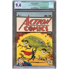 Action 1 Reprint - Signed by Jerry Siegel - CGC Graded 9.4