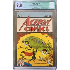 Action#1 Reprint - Signed by Jerry Siegel - CGC Graded 9.8!