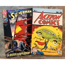 Jerry Siegel Signed Action #1 Reprint - Superman #75 Combo - Matching Numbers!